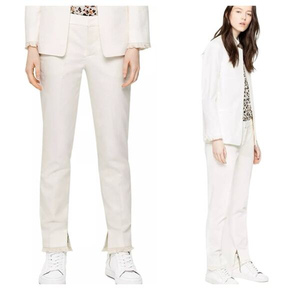 Zadig & Voltaire Pants - ZADIG & VOLTAIRE Prune Frange White Straight Leg Fringe Pants Small 36